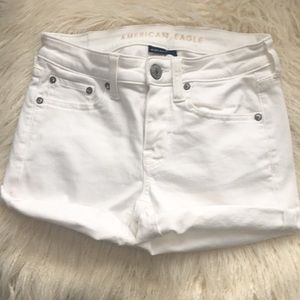 American eagle white midi jean shorts.